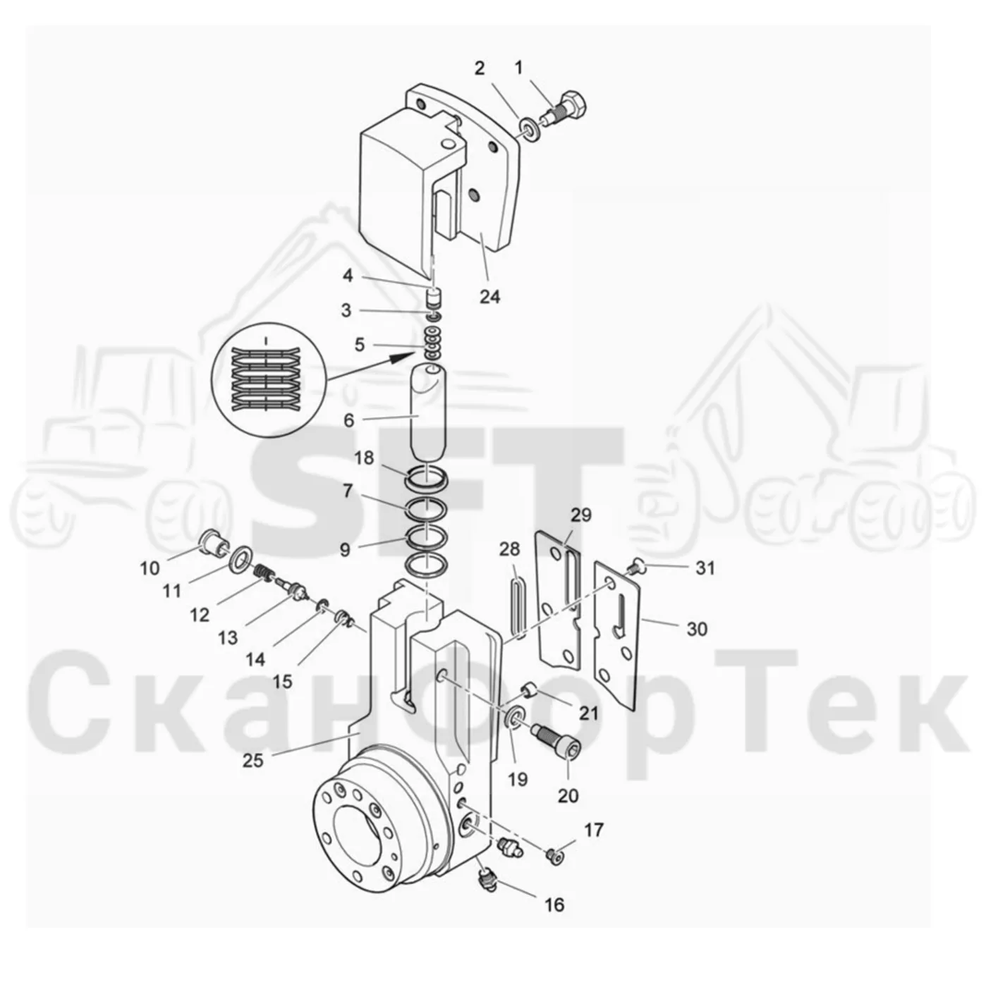 Схема: Valmet / Лесозаготовительные машины / Valmet 911.3 / Valmet 911.3 Ch - 311370 / Valmet 911.3 Ch - 311370 / Каталог запасных частей / Лесозаготовительное оборудование / Головка лесозаготовительной машины / Valmet 360.2 / Каталог запасных частей / Резка / Опора стержня пилы / Опора стержня пилы 3600022772- / Запчасть