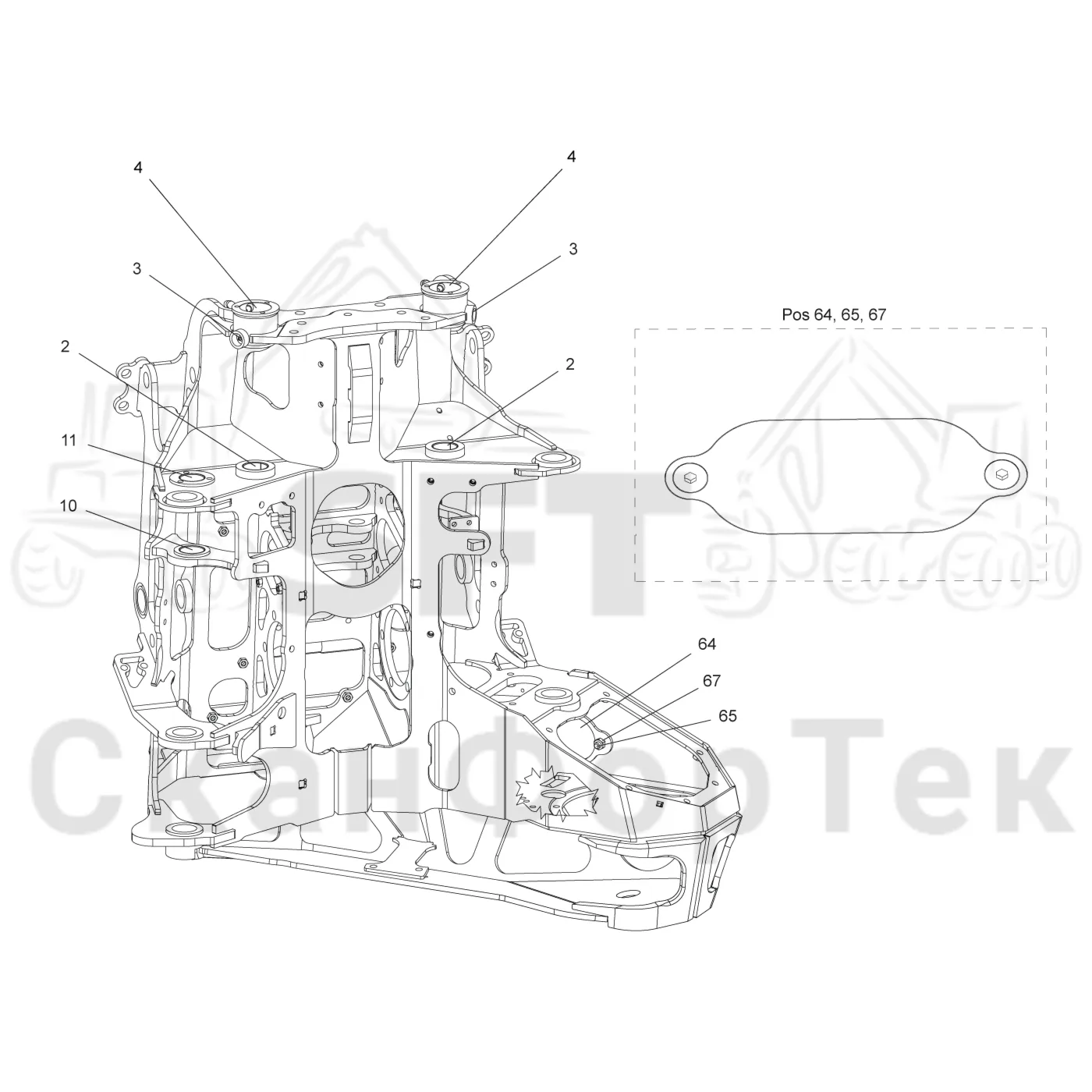 Схема: Komatsu / Лесозаготовительные машины / 911 S/N 9112062167- / Каталог запасных частей / Лесозаготовительное оборудование / Головка лесозаготовительной машины / C93 / Каталог запасных частей / шасси / шасси / Корпус