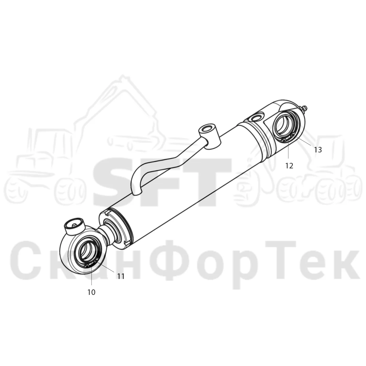 Схема: Komatsu / Лесозаготовительные машины / 931XC S/N 9313021208- / Каталог запасных частей / Лесозаготовительное оборудование / Головка лесозаготовительной машины / C93 / Каталог запасных частей / Обрезка сучьев / Гидравлический привод сучкорезного ножа / Запасные части цилиндра