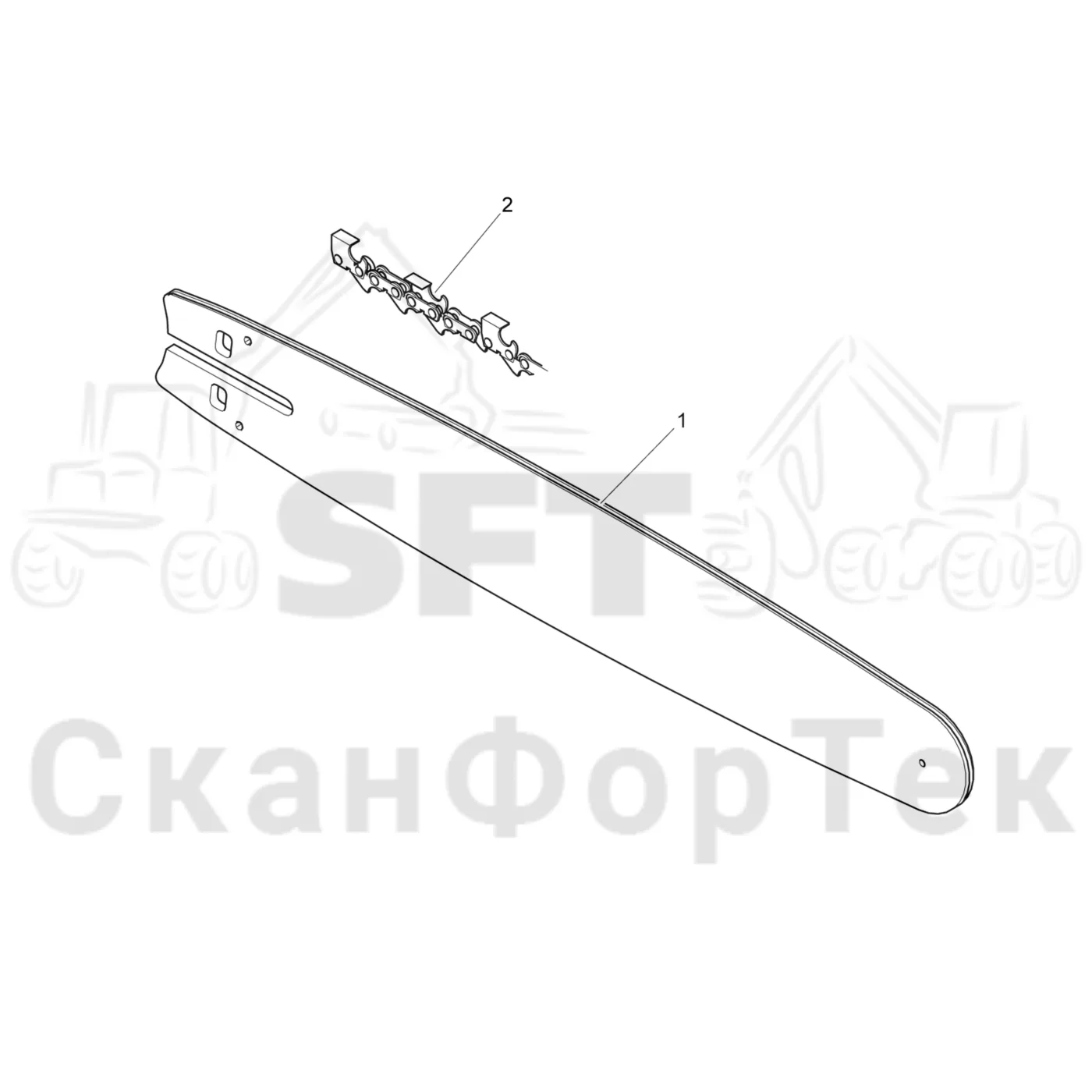 Схема: Komatsu / Лесозаготовительные машины / 931.1 / Каталог запасных частей / Лесозаготовительное оборудование / Головка лесозаготовительной машины / C93 / Каталог запасных частей / Резка / Стержень пилы / Стержень пилы 67 cm