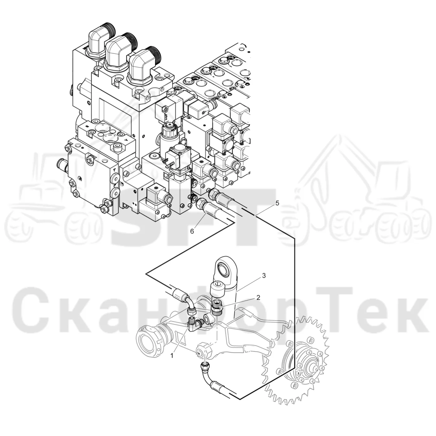 Схема: Komatsu / Лесозаготовительные машины / 901 S/N 9010053267- / Каталог запасных частей / Лесозаготовительное оборудование / Головка лесозаготовительной машины / C93 / Каталог запасных частей / Измерение / Измерение длины / Гидравлика подъемного механизма мерного ролика