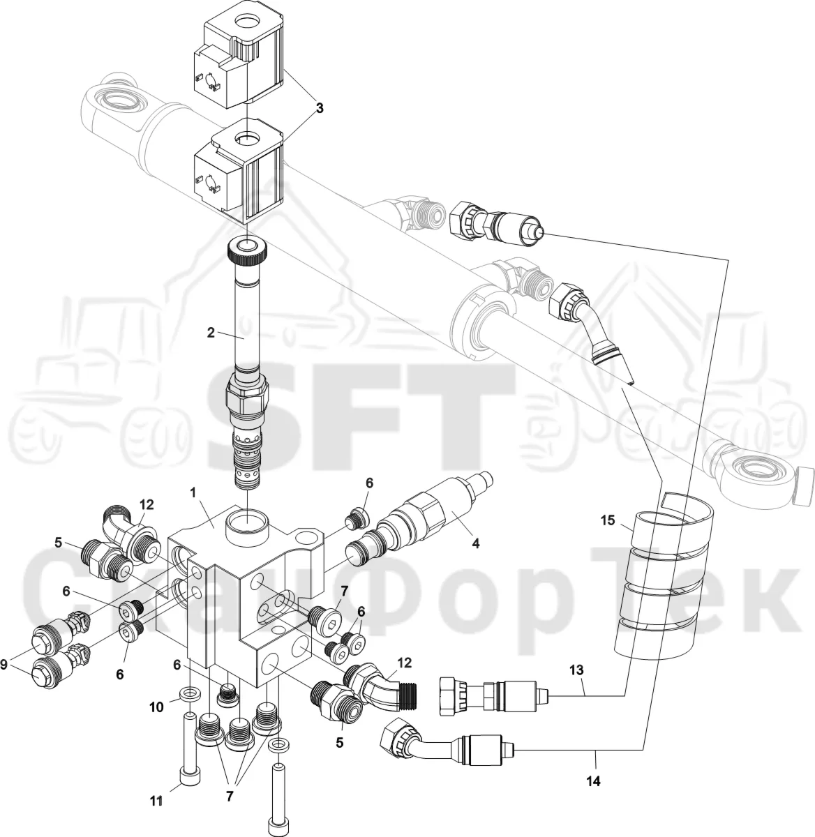 Схема: Komatsu / Лесозаготовительные машины / 901 S/N 9010053267- / Каталог запасных частей / Лесозаготовительное оборудование / Головка лесозаготовительной машины / C93 / Каталог запасных частей / Дополнительное оборудование / Габота с несколькими деЂевьями / Гидравлика 10930117171-