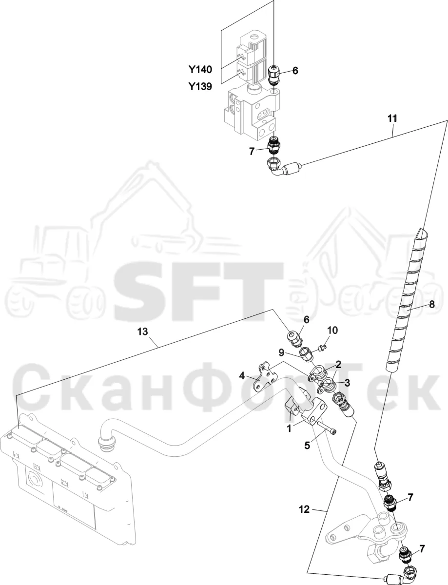 Схема: Komatsu / Лесозаготовительные машины / 901 S/N 9010053267- / Каталог запасных частей / Лесозаготовительное оборудование / Головка лесозаготовительной машины / C93 / Каталог запасных частей / Дополнительное оборудование / Габота с несколькими деЂевьями / Комплект электрооборудования 10930117171-