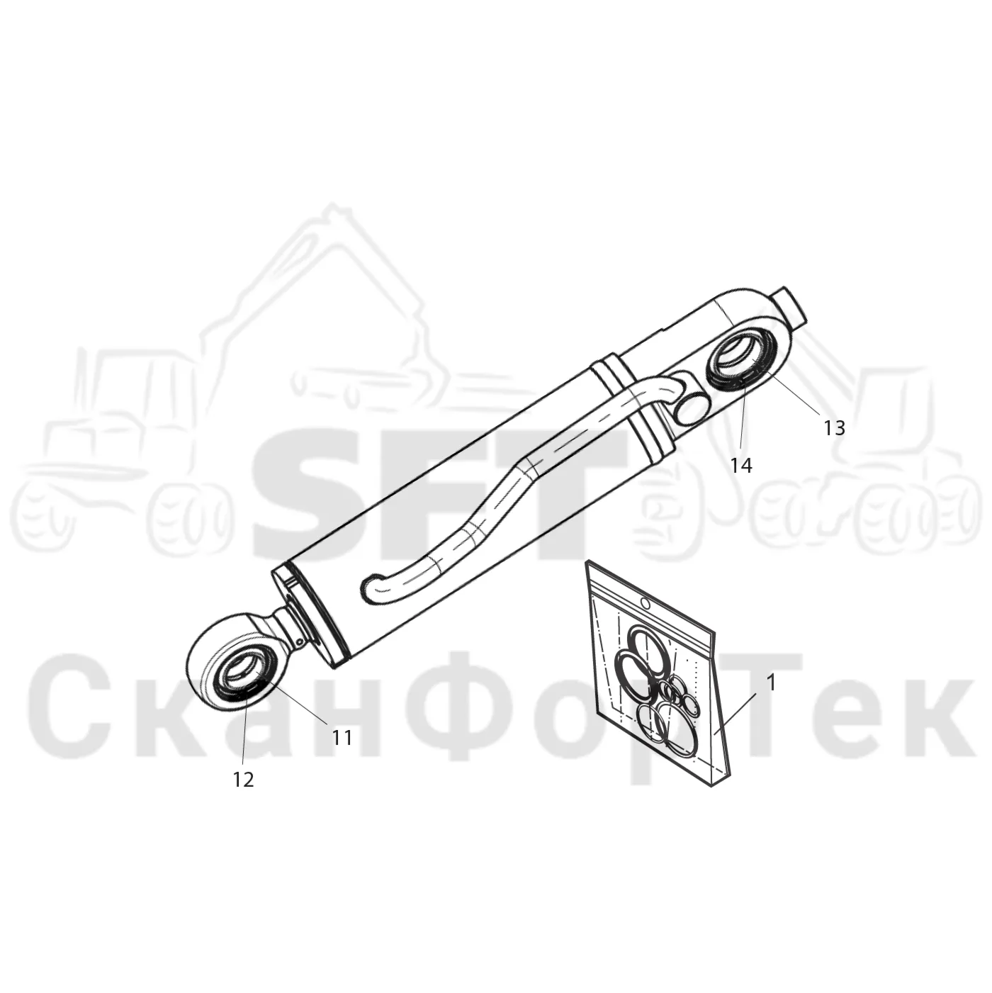Схема: Komatsu / Головки лесозаготовительной машины / C Головки лесозаготовительной машины / C144 / Каталог запасных частей / шасси / Звено подвески / Запасные части цилиндра