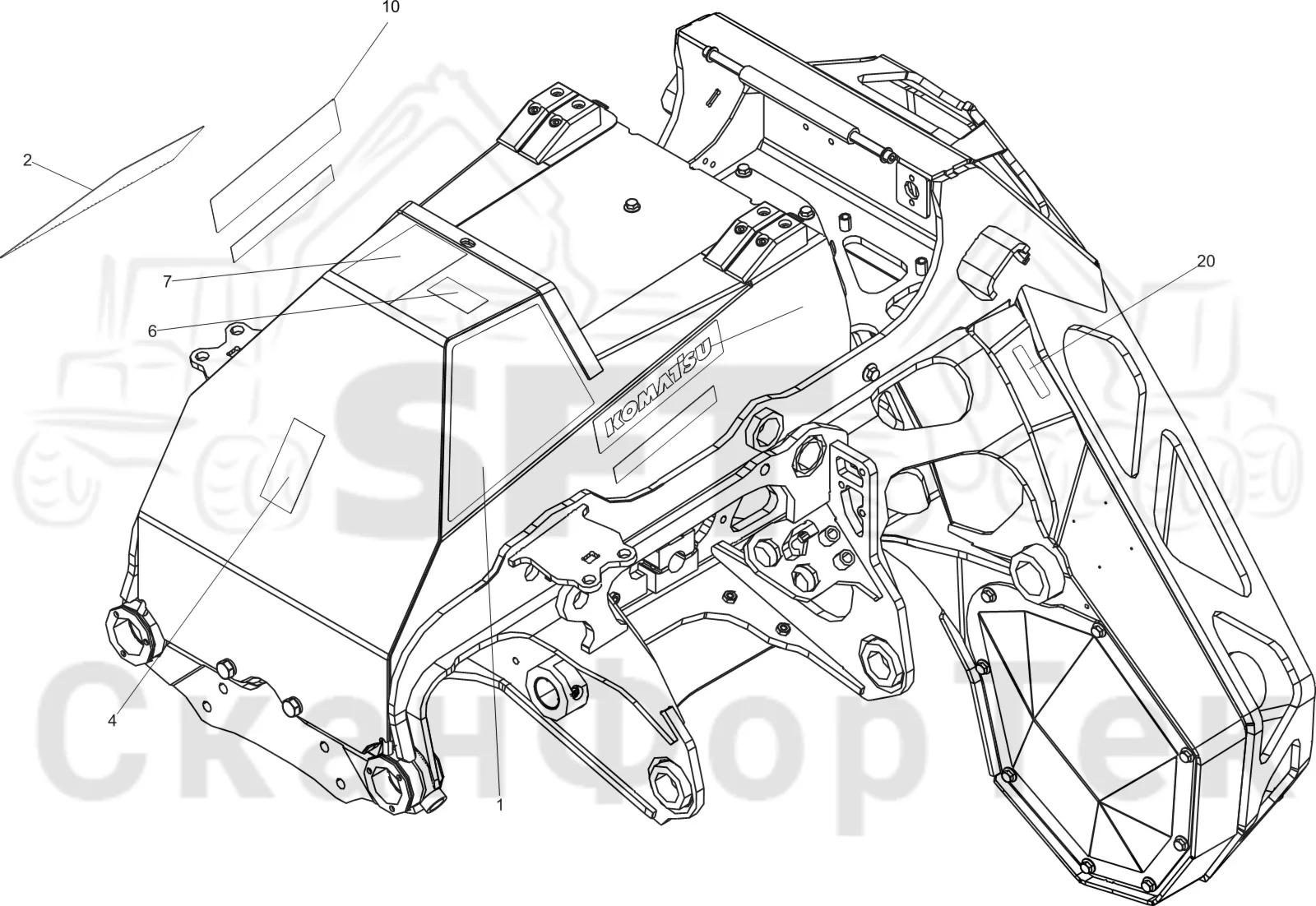 Схема: Komatsu / Лесозаготовительные машины / 911 S/N 9110062167- / Каталог запасных частей / Лесозаготовительное оборудование / Головка лесозаготовительной машины / C144 / Каталог запасных частей / шасси / Бирки / Комплект бирок