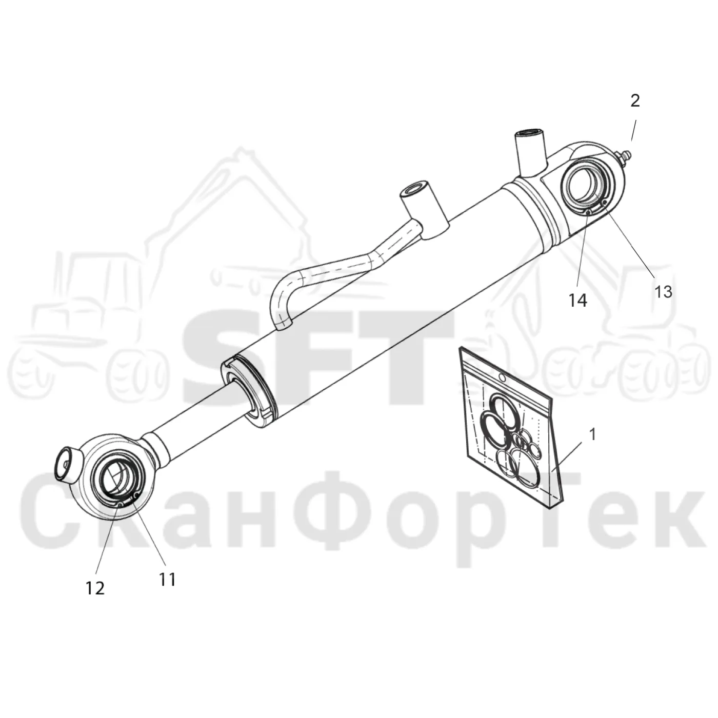 Схема: Komatsu / Лесозаготовительные машины / 911 S/N 9112062167- / Каталог запасных частей / Лесозаготовительное оборудование / Головка лесозаготовительной машины / C144 / Каталог запасных частей / Обрезка сучьев / Задние сучкорезные ножи / Запасные части цилиндра 1144015127-