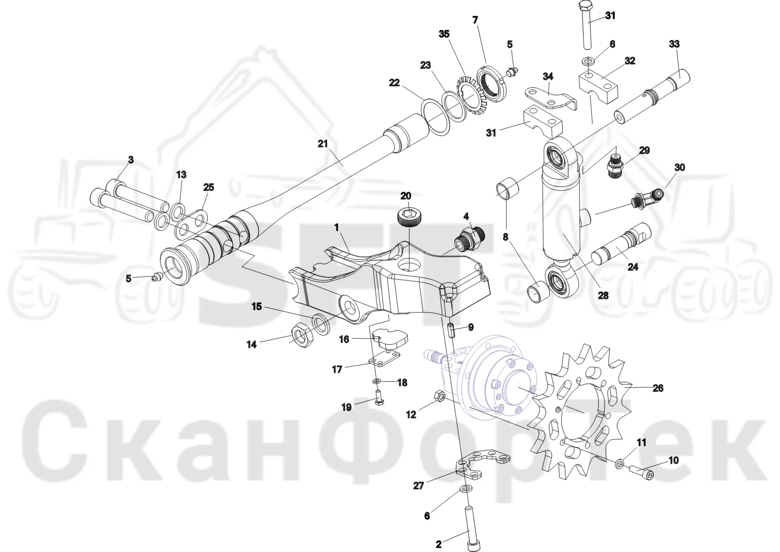 Схема: Komatsu / Лесозаготовительные машины / 911 S/N 9110062167- / Каталог запасных частей / Лесозаготовительное оборудование / Головка лесозаготовительной машины / C144 / Каталог запасных частей / Измерение / Измерение длины / Измерение длины 1144015001-