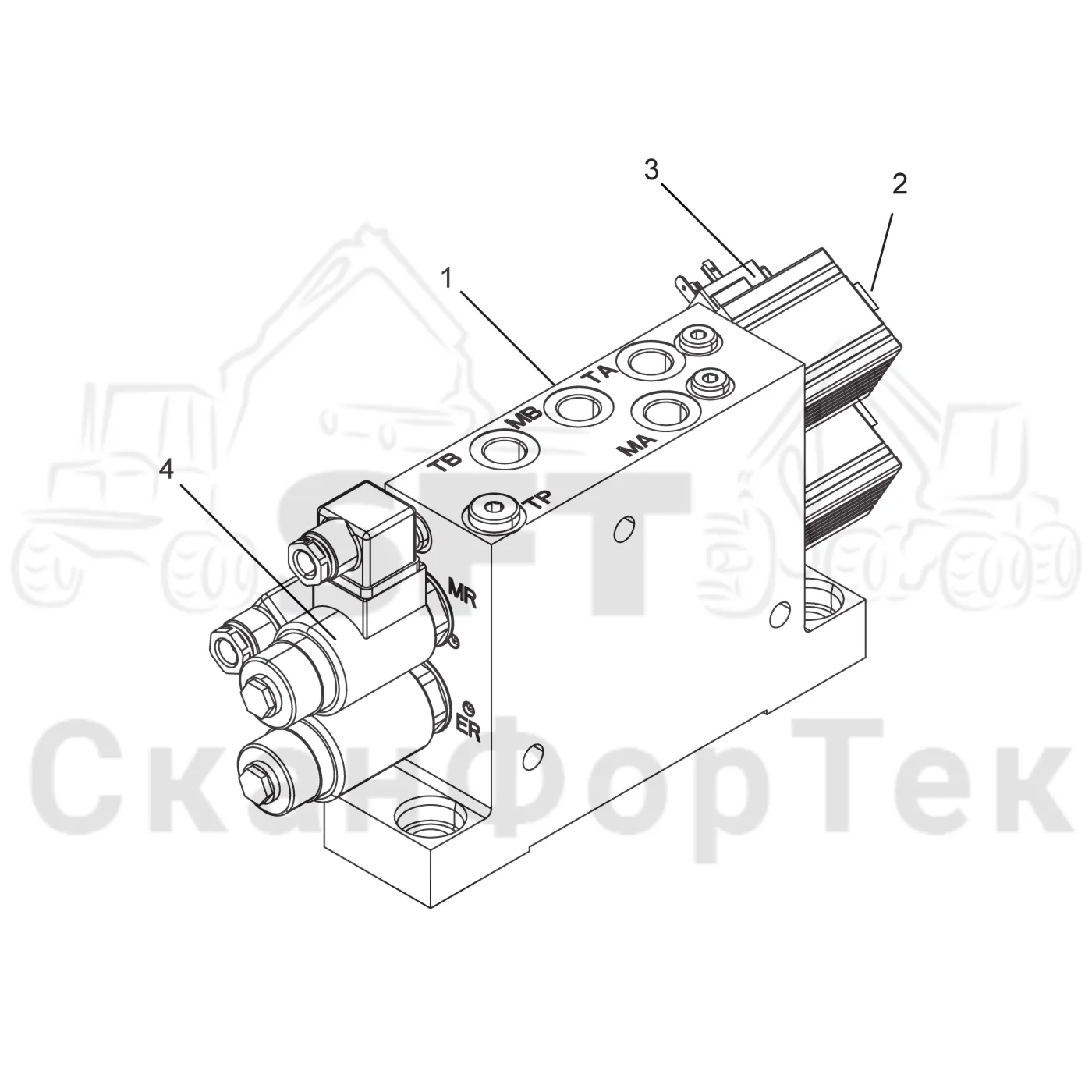 Схема: Komatsu / Головки лесозаготовительной машины / C Головки лесозаготовительной машины / C283 / Каталог запасных частей / Гидравлический клапан / Узел клапана / Торцевая секция L90