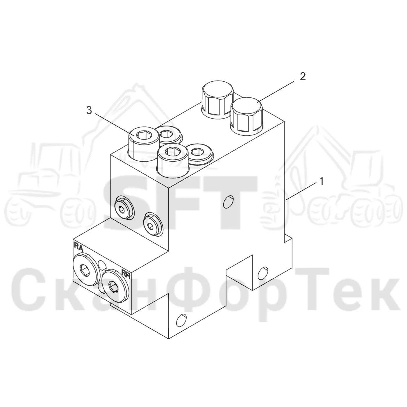 Схема: Komatsu / Головки лесозаготовительной машины / C Головки лесозаготовительной машины / C283 / Каталог запасных частей / Гидравлический клапан / Узел клапана / Секция клапана Запчасть K220