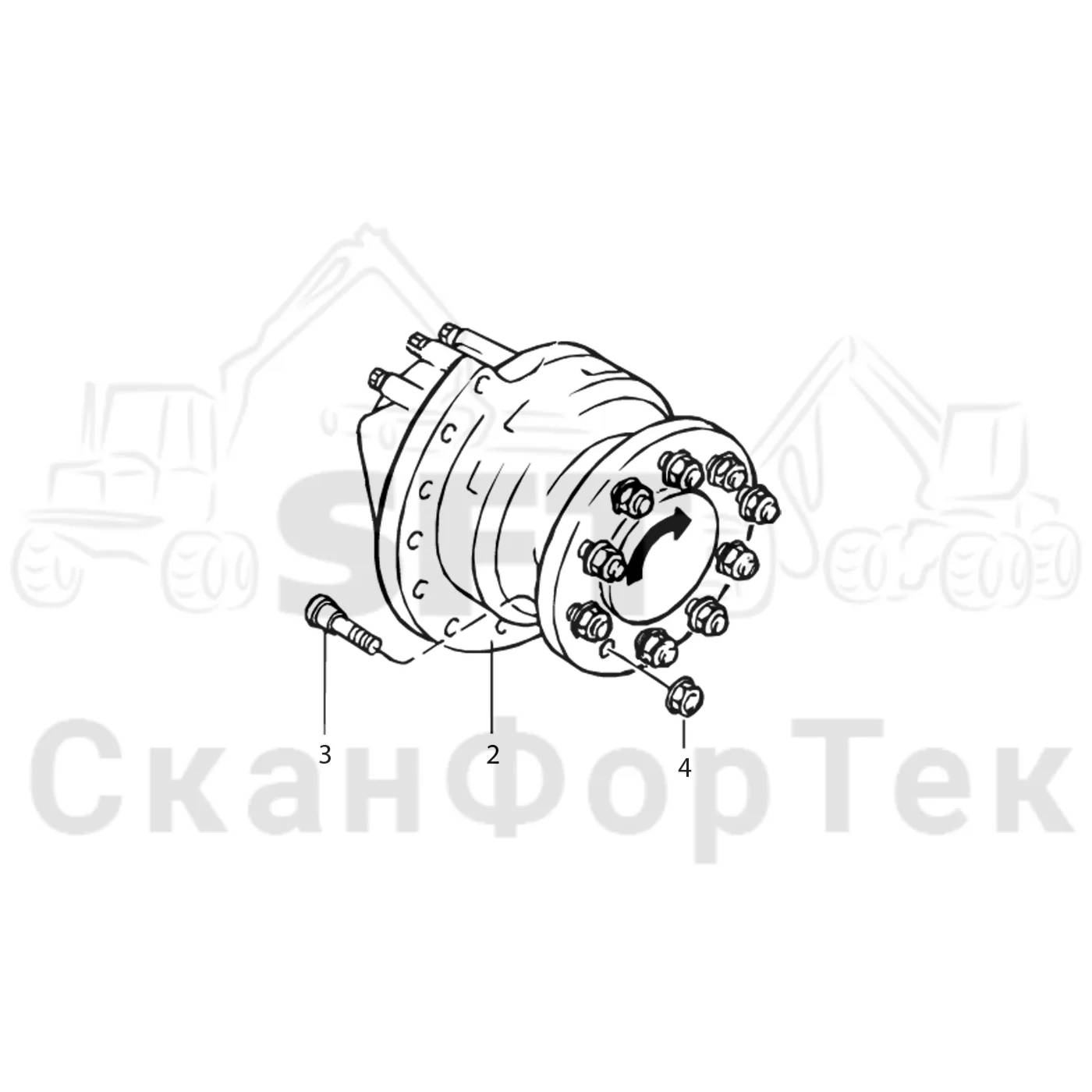 Схема: Komatsu / Головки лесозаготовительной машины / S Головки лесозаготовительной машины / S92 / Каталог запасных частей / Подача / Подающий ролик / Запасные части гидравлического мотора