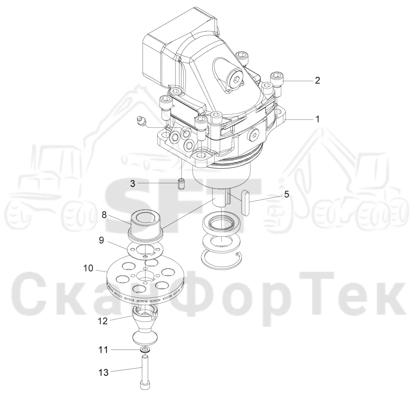 Схема: Komatsu / Лесозаготовительные машины / 901 S/N 9010053267- / Каталог запасных частей / Лесозаготовительное оборудование / Головка лесозаготовительной машины / S92 / Каталог запасных частей / Резка / Устройство резки / Saw motor