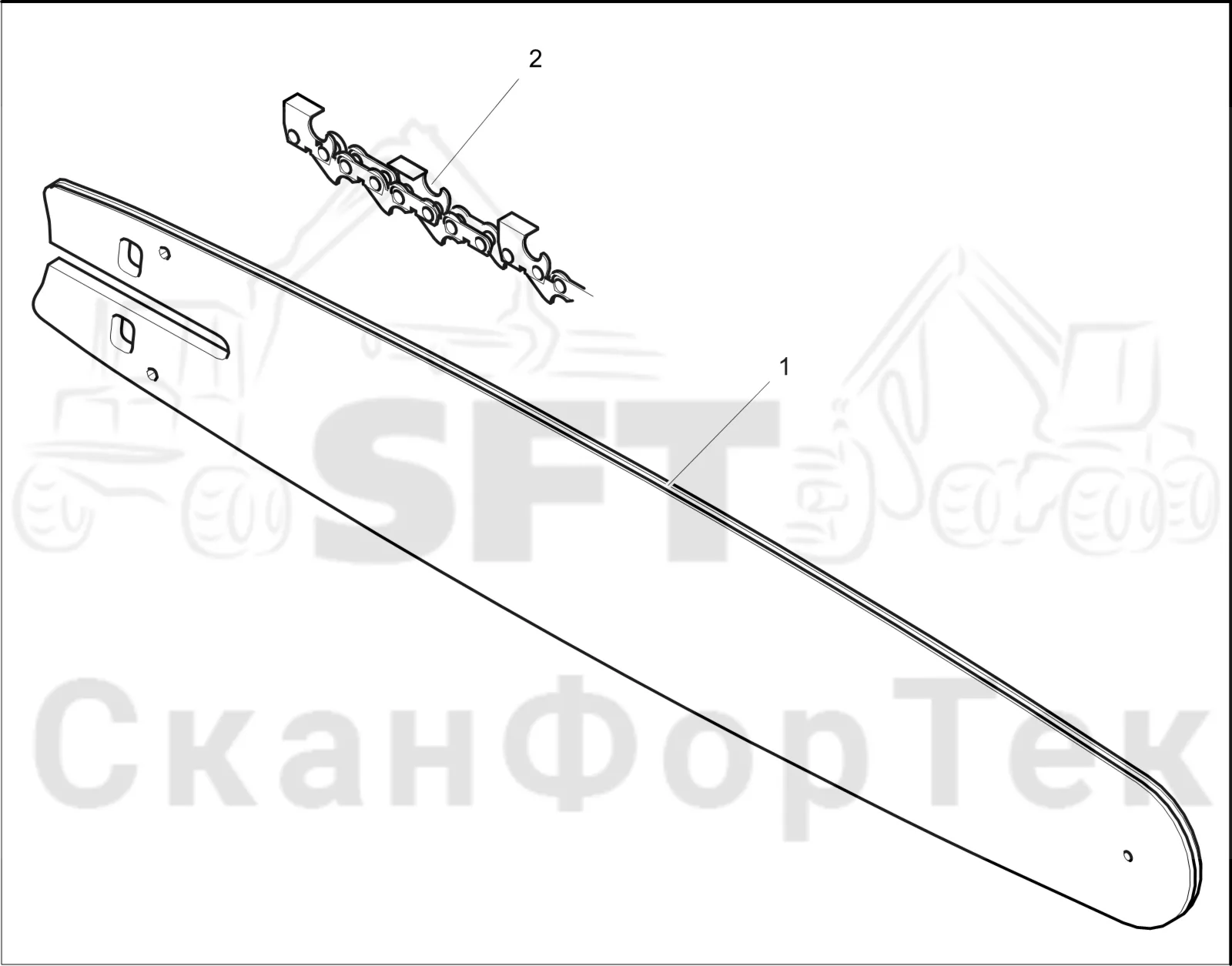 Схема: Komatsu / Лесозаготовительные машины / 931 S/N 9310021067- / Каталог запасных частей / Лесозаготовительное оборудование / Головка лесозаготовительной машины / S132 / Каталог запасных частей / Резка / Стержень пилы / Стержень пилы 82 cm
