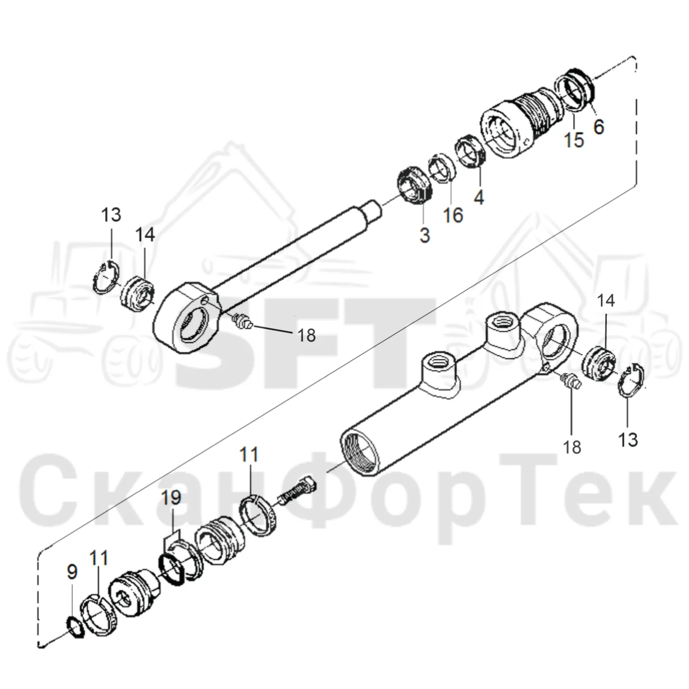 Схема: Komatsu / Лесозаготовительные машины / 911 S/N 9112062167- / Каталог запасных частей / Лесозаготовительное оборудование / Головка лесозаготовительной машины / S132 / Каталог запасных частей / Измерение / Измерение длины / Запасные части цилиндра