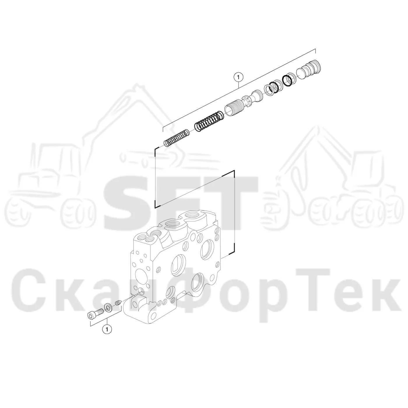 Схема: Komatsu / Лесозаготовительные машины / 931XC S/N 9313021208- / Каталог запасных частей / Лесозаготовительное оборудование / Головка лесозаготовительной машины / S132 / Каталог запасных частей / Гидравлический клапан / Узел клапана / Секция клапана L90