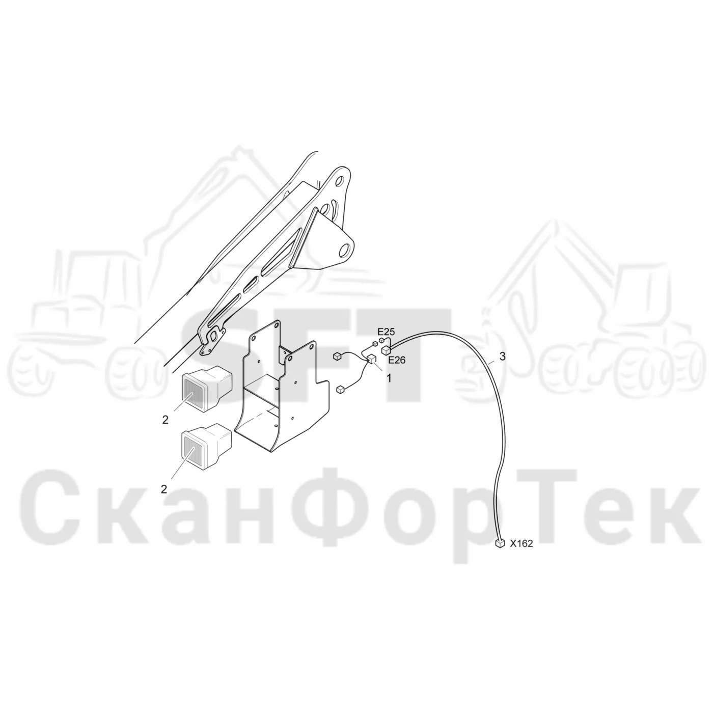 Схема: Valmet / Лесозаготовительные машины / Valmet 931 / Valmet 931 / Каталог запасных частей / Подъемный кран / Комплект электрооборудования / Рабочие лампы / Рабочие лампы, галогеновые / Рабочие лампы, галогеновые