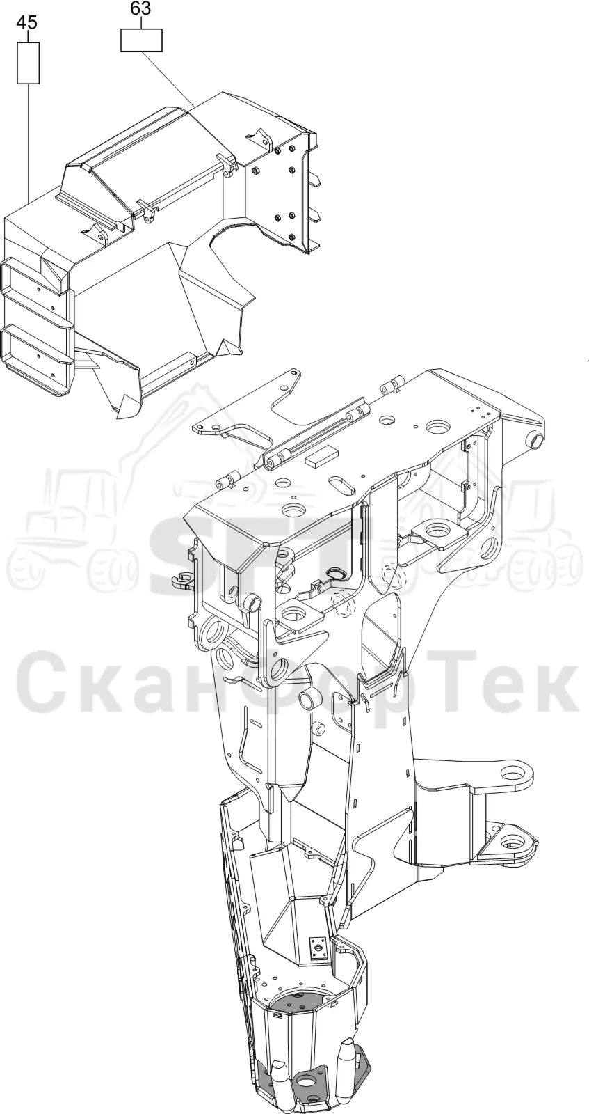 Схема: Komatsu / Лесозаготовительные машины / 931 S/N 9310021067- / Каталог запасных частей / Лесозаготовительное оборудование / Головка лесозаготовительной машины / S132 / Каталог запасных частей / шасси / Бирки / Бирки Испания