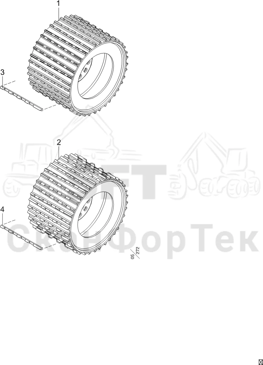Схема: Komatsu / Лесозаготовительные машины / 931 S/N 9310021067- / Каталог запасных частей / Лесозаготовительное оборудование / Головка лесозаготовительной машины / S132 / Каталог запасных частей / Подача / Подающий ролик / Подающие ролики