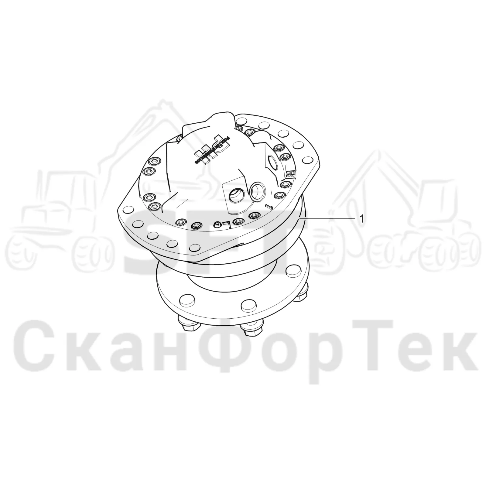 Схема: Komatsu / Лесозаготовительные машины / 911 S/N 9110062167- / Каталог запасных частей / Лесозаготовительное оборудование / Головка лесозаготовительной машины / S132 / Каталог запасных частей / Подача / Подающий ролик / Гидравлический мотор 934cc