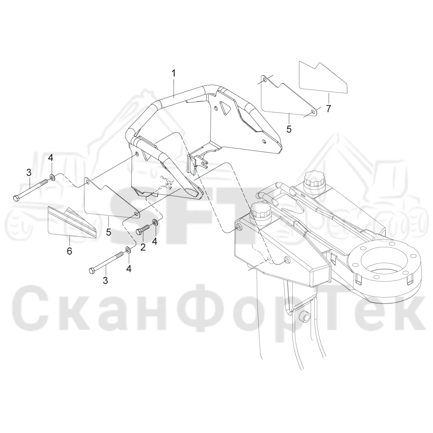 Схема: Komatsu / Головки лесозаготовительной машины / S Головки лесозаготовительной машины / S82 / Каталог запасных частей / Резка / Цветовая маркировка / защита
