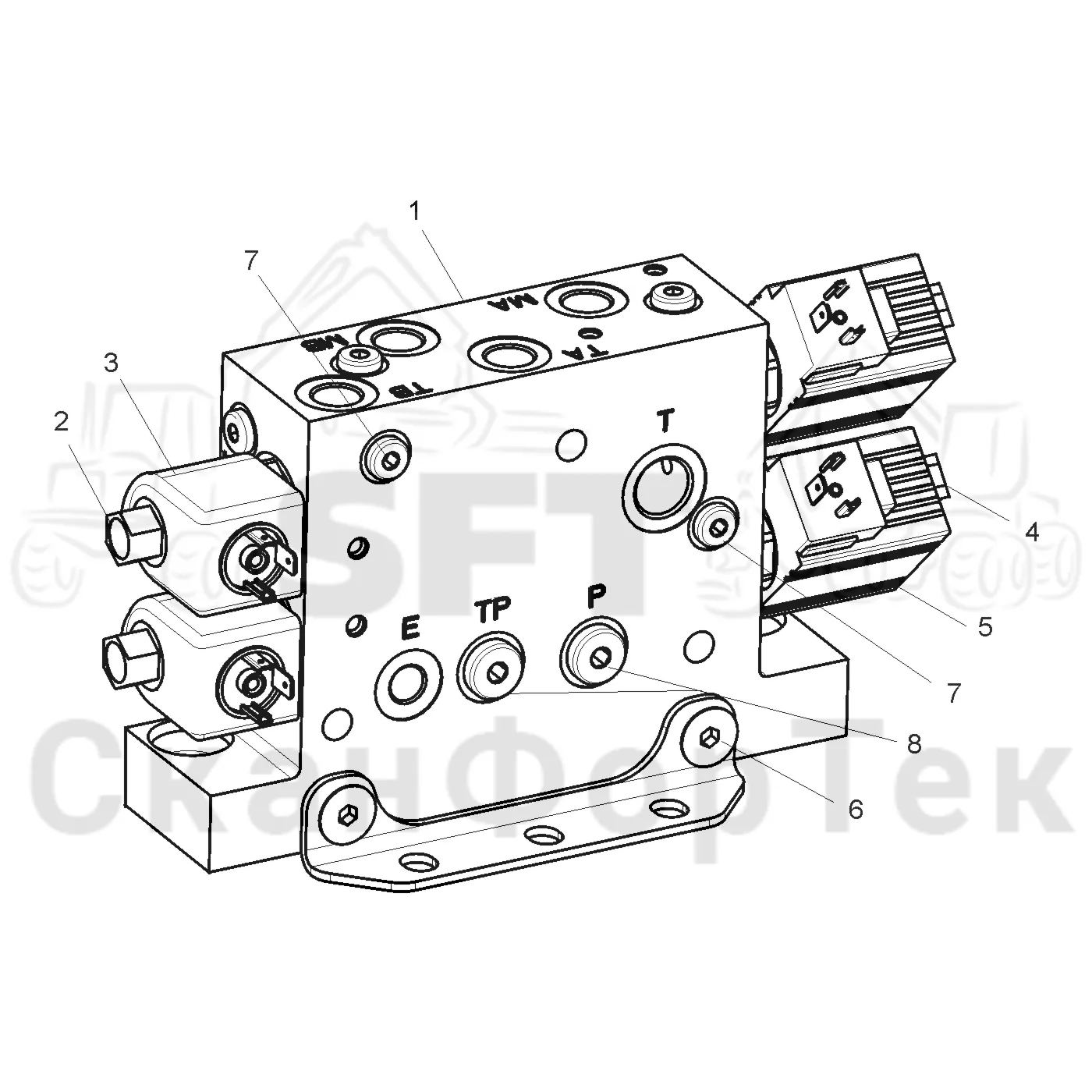 Схема: Komatsu / Головки лесозаготовительной машины / Головка лесозаготовительной машины процессор / 378 P / Каталог запасных частей / Гидравлический клапан / Узел клапана / Торцевая секция L90