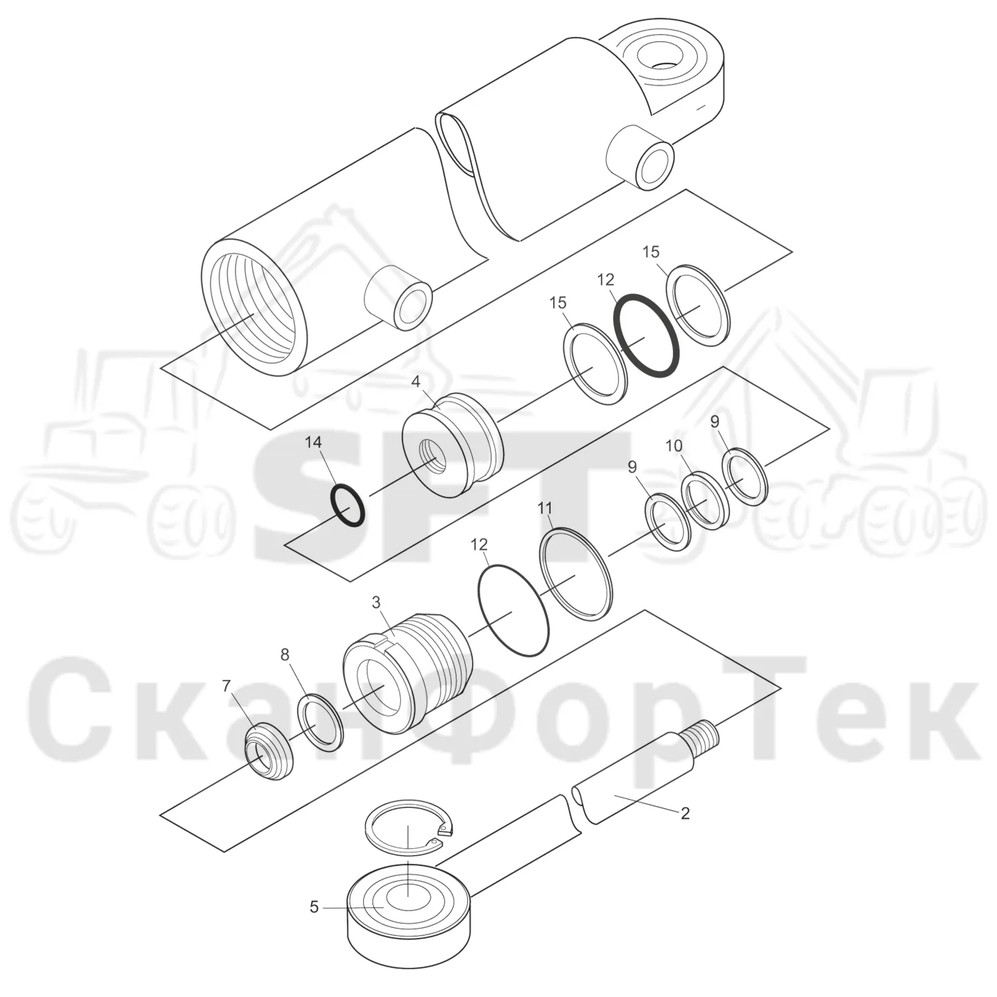 Схема: Valmet / Форвардер / Valmet 830.3 / Valmet 830.3 / Каталог запасных частей / шасси / Подъемник каретки / Подъемник каретки / Запасные части цилиндра