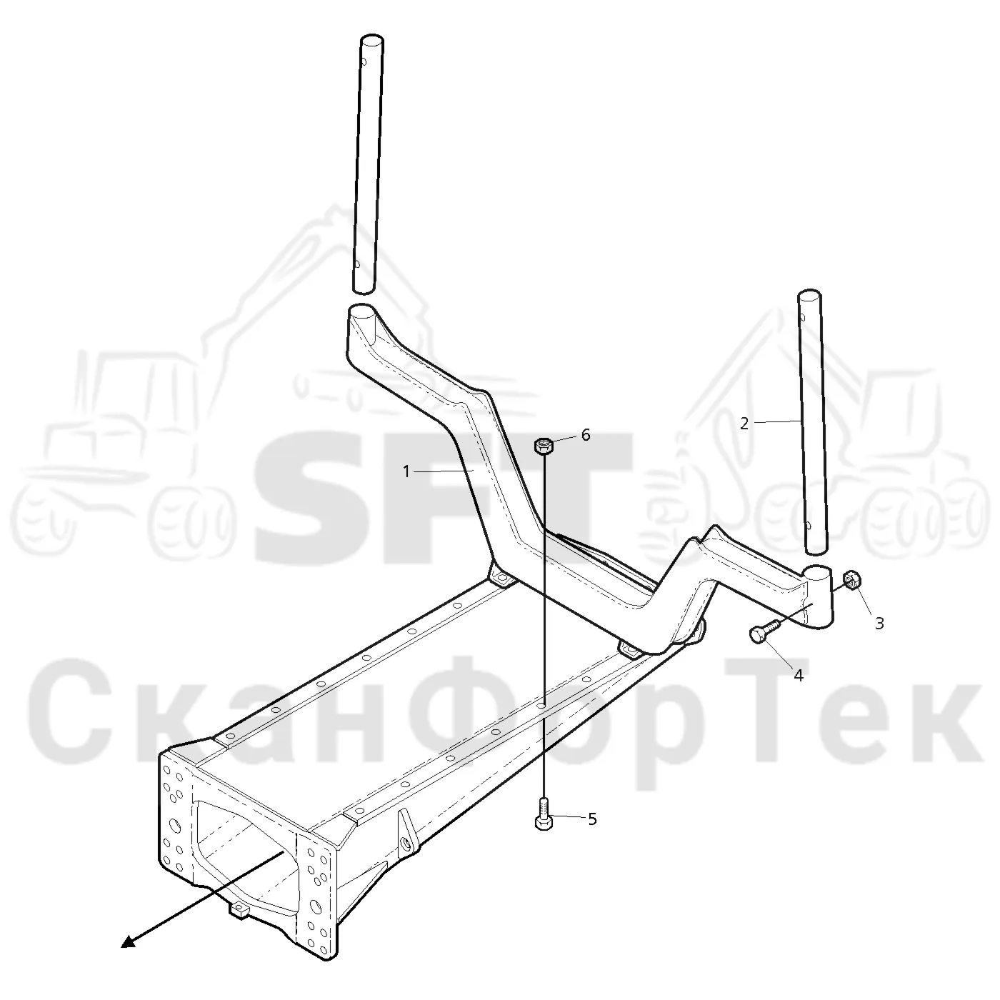 Схема: Komatsu / Форвардер / 830.3 / Каталог запасных частей / шасси / Зона погрузки / Коники и опоры / Коники