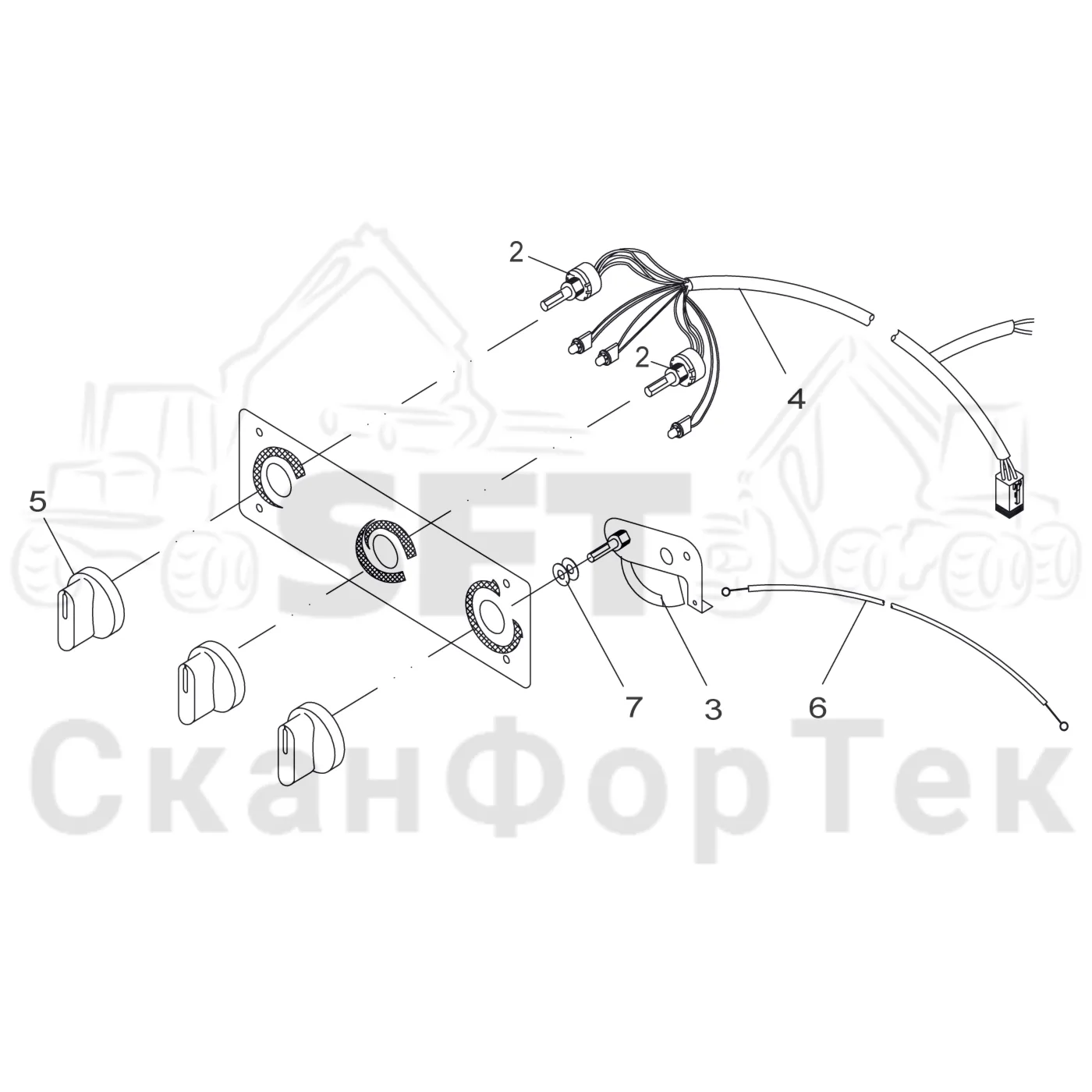 Схема: Komatsu / Форвардер / 840.4 / Каталог запасных частей / Кабина / Система обогрева и охлаждения / Обогревание кабины, управление кондиционером/Подогреватель Thermo 90 ST / Блок управления воздушным кондиционером