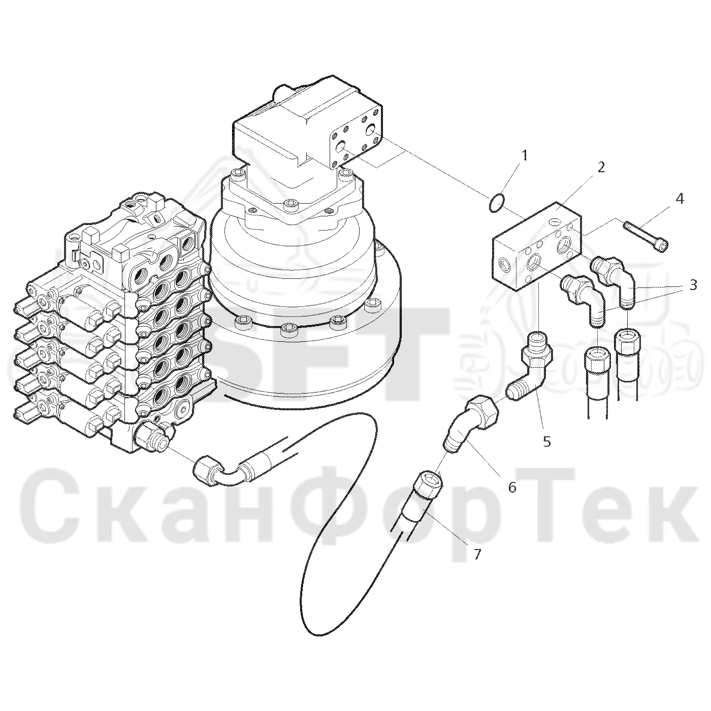 Схема: Valmet / Лесозаготовительные машины / Valmet 921 / Valmet 921 Ch 13271- / Valmet 921 Ch 13271- / Каталог запасных частей / Подъемный кран / Поворотное оборудование кабины / Ограничение давления