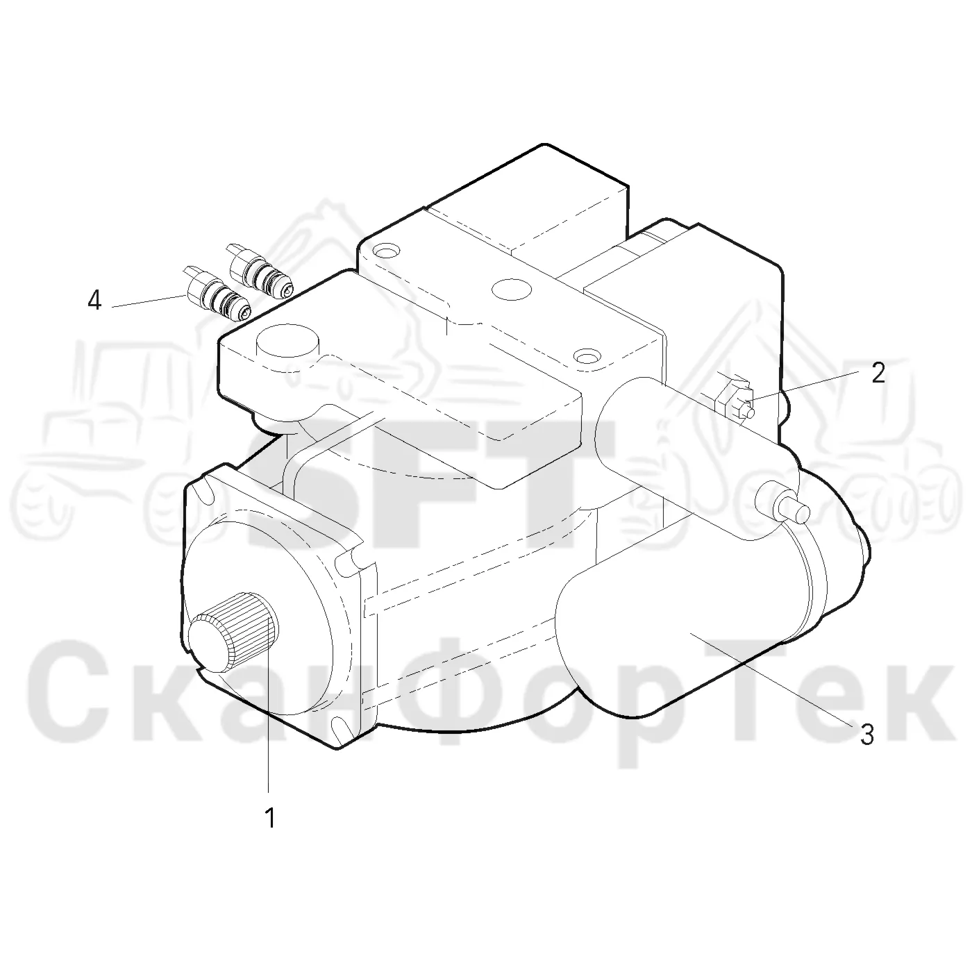 Схема: Valmet / Форвардер / Valmet 830.3 / Valmet 830.3 / Каталог запасных частей / Коробка передач / Оборудование гидростатики / Подвод гидростатического шланга / Гидростатический насос Запчасть