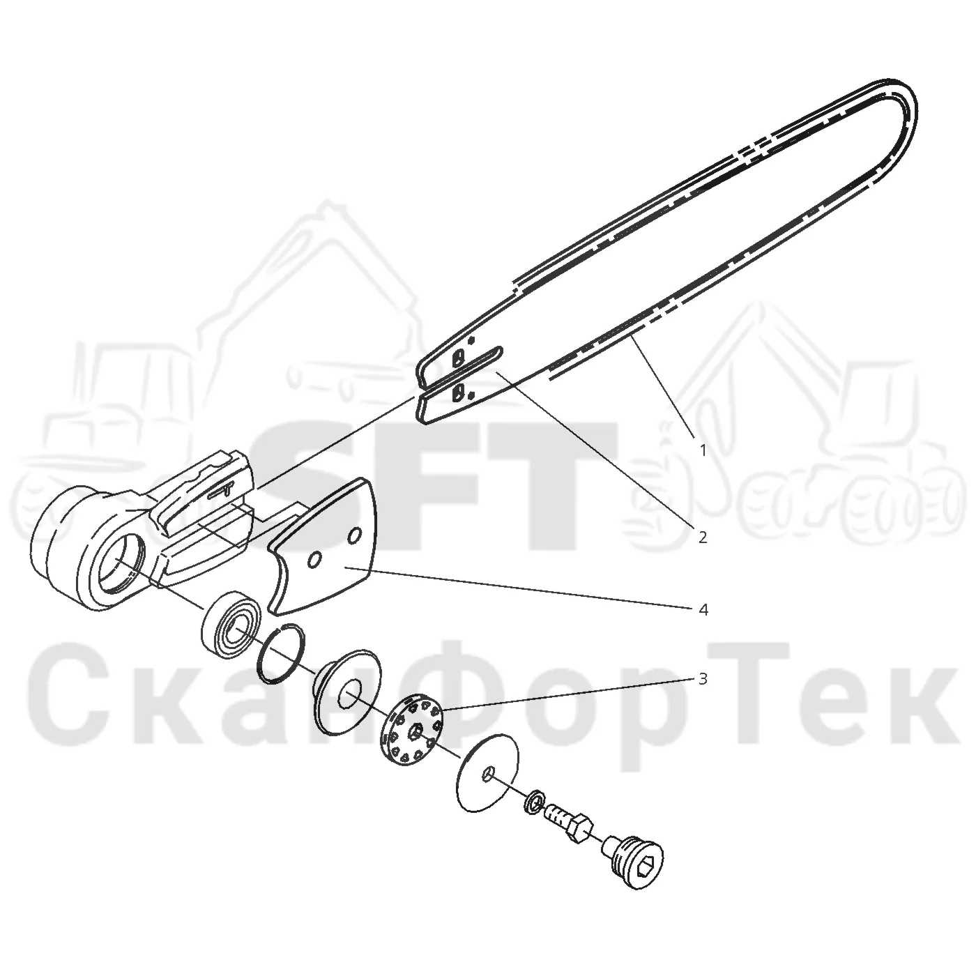 Схема: Valmet / Головки лесозаготовительной машины / Valmet 960 / Valmet 960 / Каталог запасных частей / Valmet 960 / Резка / Bars and chains