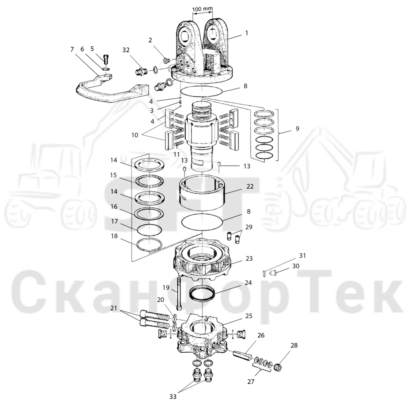 Схема: Valmet / Форвардер / Valmet 860.3 / Valmet 860.3 / Каталог запасных частей / Оборудование захвата / Поворотные устройства / Поворотное устройство GV 12S