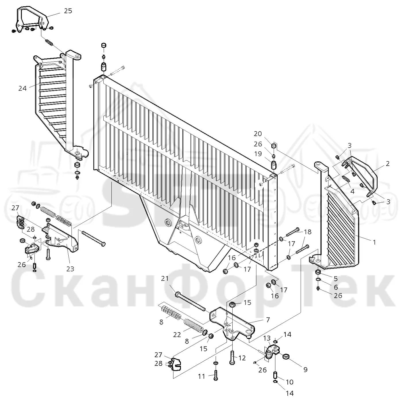 Схема: Valmet / Форвардер / Valmet 890.2 / Valmet 890.2 / Каталог запасных частей / шасси / Зона погрузки / Заслонка LoadFlex / Заслонка LoadFlex 211016-