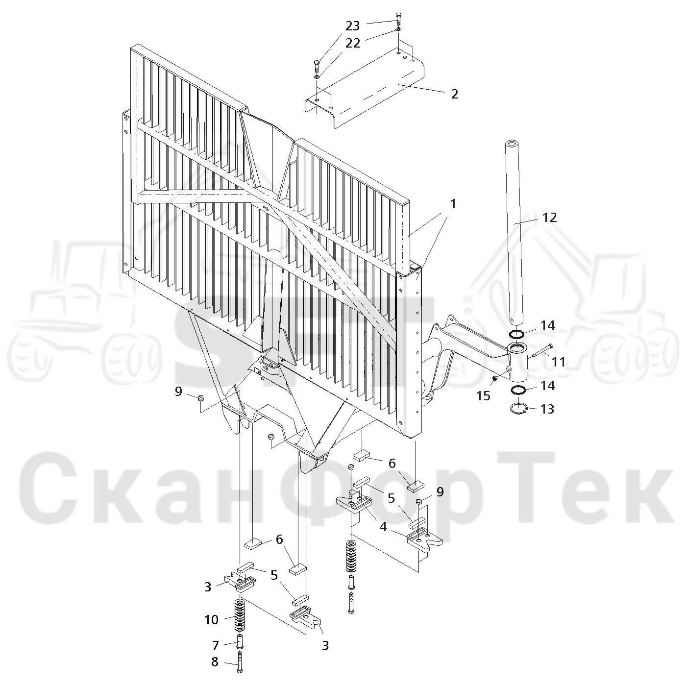 Схема: Valmet / Форвардер / Valmet 890.3 / Valmet 890.3 / Каталог запасных частей / шасси / Зона погрузки / Gate hydraulic movable / Gate hydraulic movable / Gate hydraulic movable 310183-