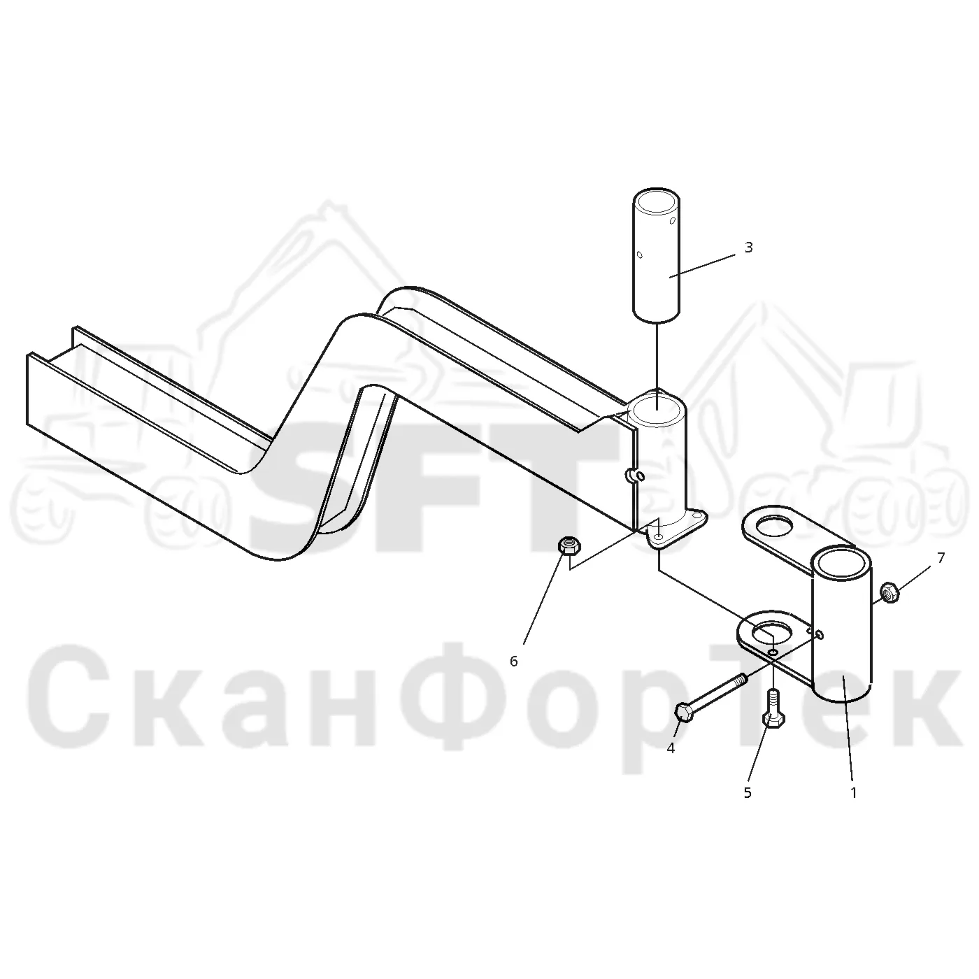 Схема: Valmet / Форвардер / Valmet 890.1 / Valmet 890.1  Ch. 117351-, 119441- / Valmet 890.1  Ch. 117351-, 119 / Каталог запасных частей / шасси / Зона погрузки / Коники и опоры / Комплект расширения