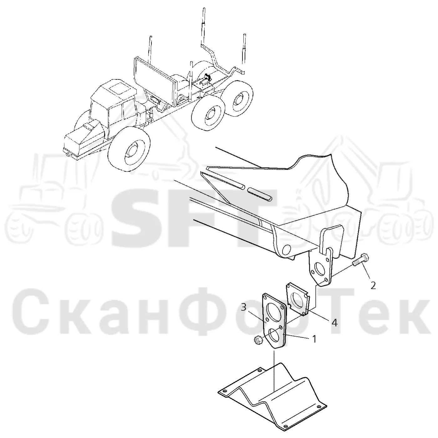Схема: Valmet / Форвардер / Valmet 890.3 / Valmet 890.3 / Каталог запасных частей / шасси / Зона погрузки / Опора подъемного крана с полным приводом / Опора подъемного крана с полным приводом
