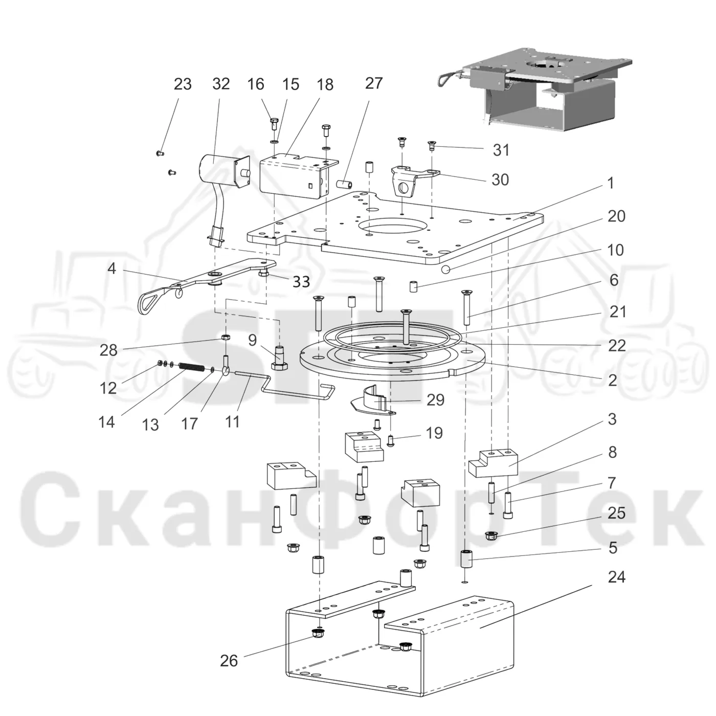 Схема: Valmet / Форвардер / Valmet 840.3 / Valmet 840.3 Ch. 311174- / Valmet 840.3 Ch. 311174- / Каталог запасных частей / Кабина / Сиденья / Сиденье Be-Ge 7000 / Стойка сиденья / Запчасть