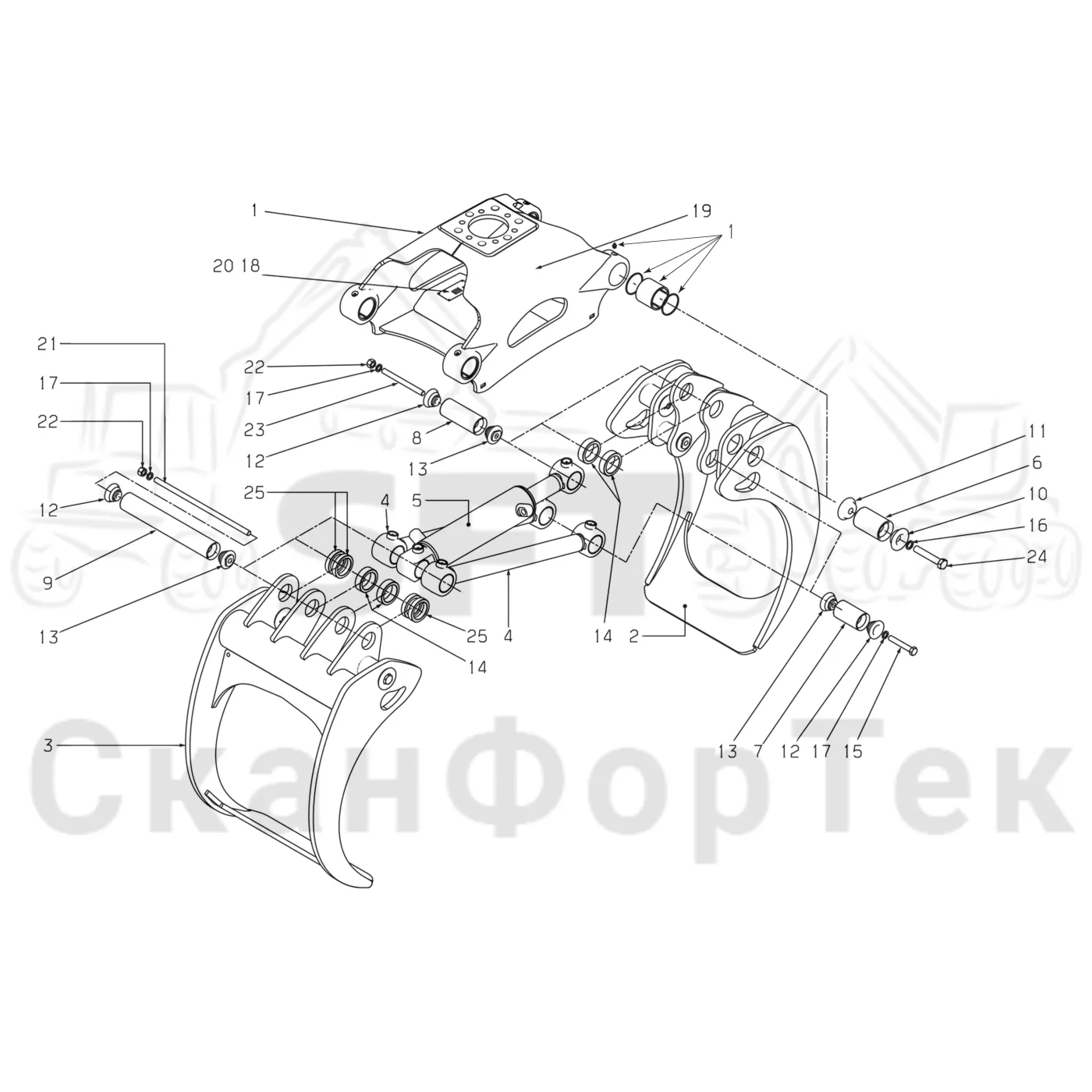 Схема: Komatsu / Форвардер / 895 S/N 8950011010- / Каталог запасных частей / Оборудование захвата / Захват / Захват G 40 HD / Захват