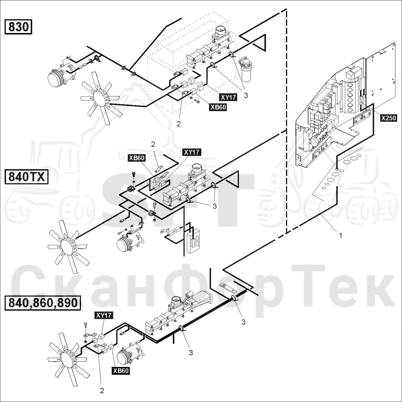 Схема: Komatsu / Форвардер / 860.4 / Каталог запасных частей / Двигатель / Система охлаждения / Вентилятор / Комплект электрооборудования