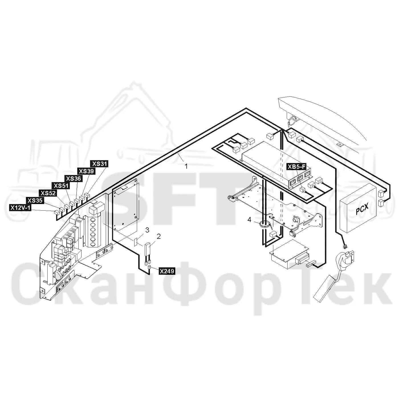 Схема: Komatsu / Форвардер / 860.4 / Каталог запасных частей / Двигатель / Система охлаждения / Вентилятор / Комплект электрооборудования