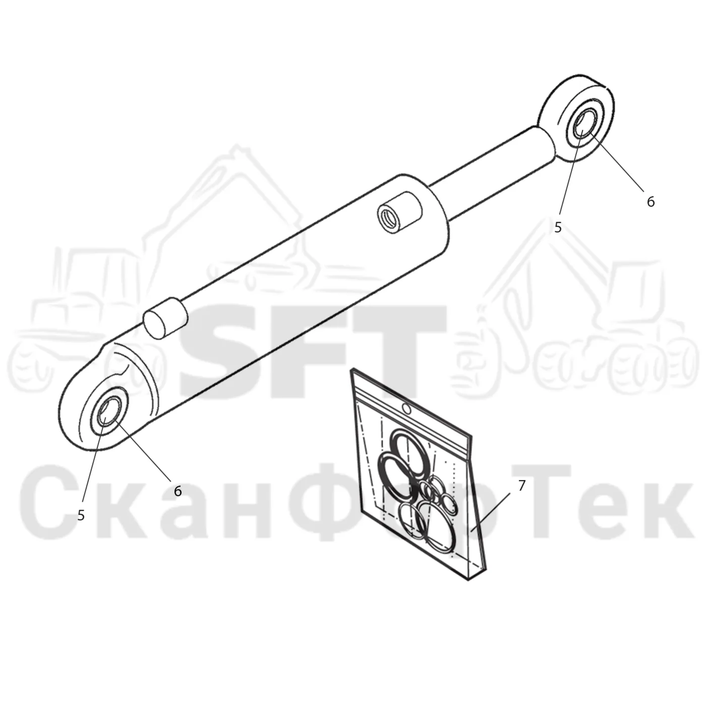 Схема: Valmet / Форвардер / Valmet 860.1 / Valmet 860.1 Ch. 115421- / Valmet 860.1 Ch. 115421- / Каталог запасных частей / шасси / Подъемник каретки / Запасные части цилиндра / Запасные части цилиндра