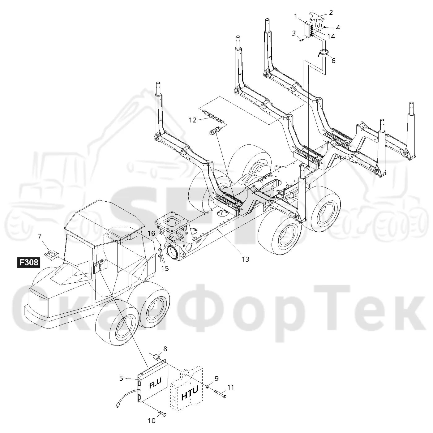 Схема: Valmet / Форвардер / Valmet 840.3 / Valmet 840.3 Ch. 311174- / Valmet 840.3 Ch. 311174- / Каталог запасных частей / шасси / Зона погрузки / Взвешивающее устройство / Измерительное оборудование
