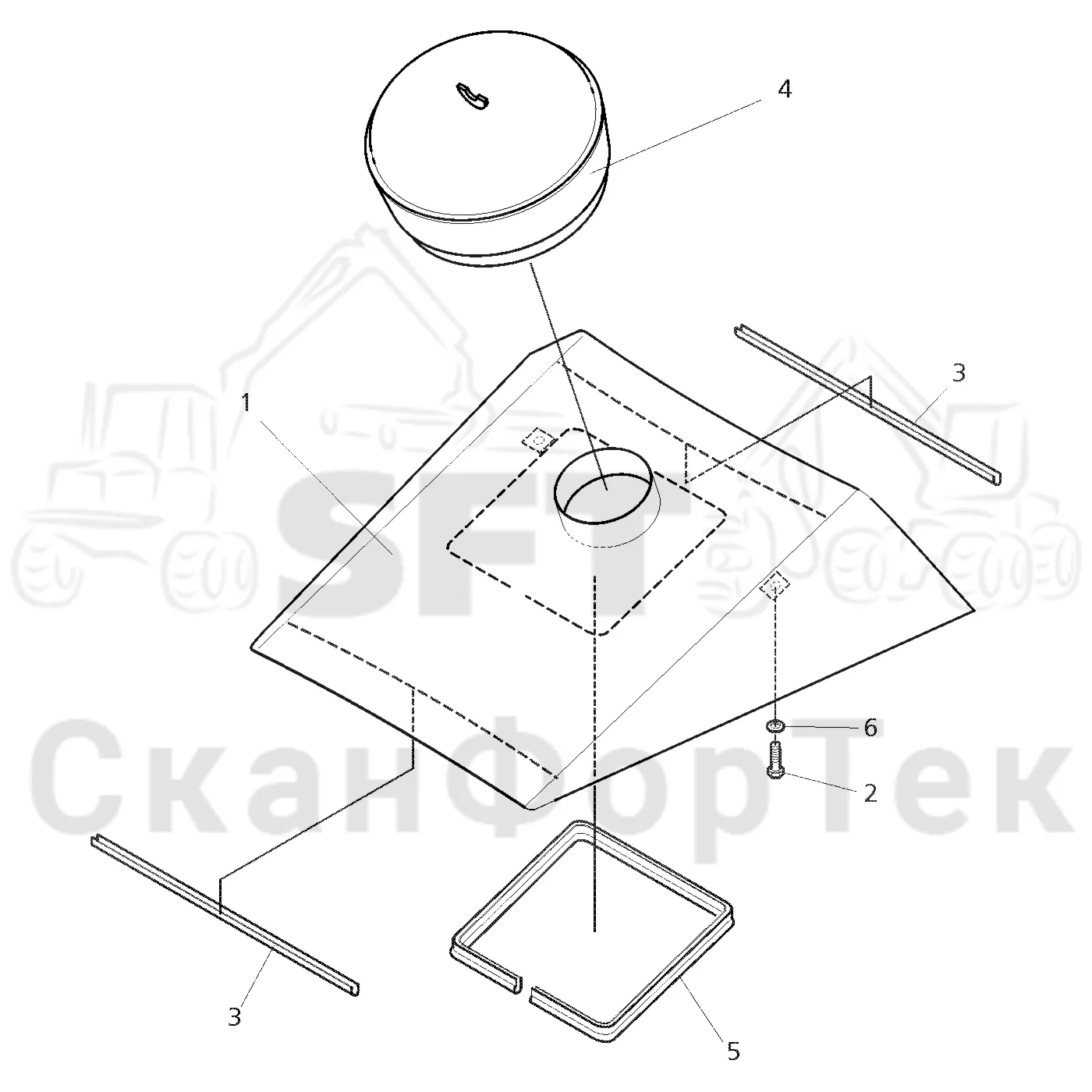 Схема: Valmet / Форвардер / Valmet 860.1 / Valmet 860.1   Ch. 115421- / Valmet 860.1  Ch. 115421- / Каталог запасных частей / шасси / Капоты и крышки / Капот двигателя Крышка / Воздушный фильтр подкапотного циклонного уловителя