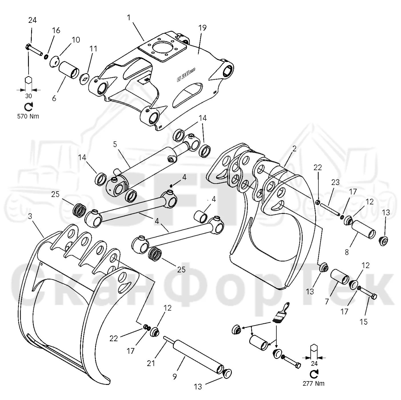 Схема: Valmet / Форвардер / Valmet 860.3 / Valmet 860.3 / Каталог запасных частей / Оборудование захвата / Захват / Valmet G36HD / Каталог запасных частей / G 36 HD; V1001- / G 36 HD Classic / Захват Classic