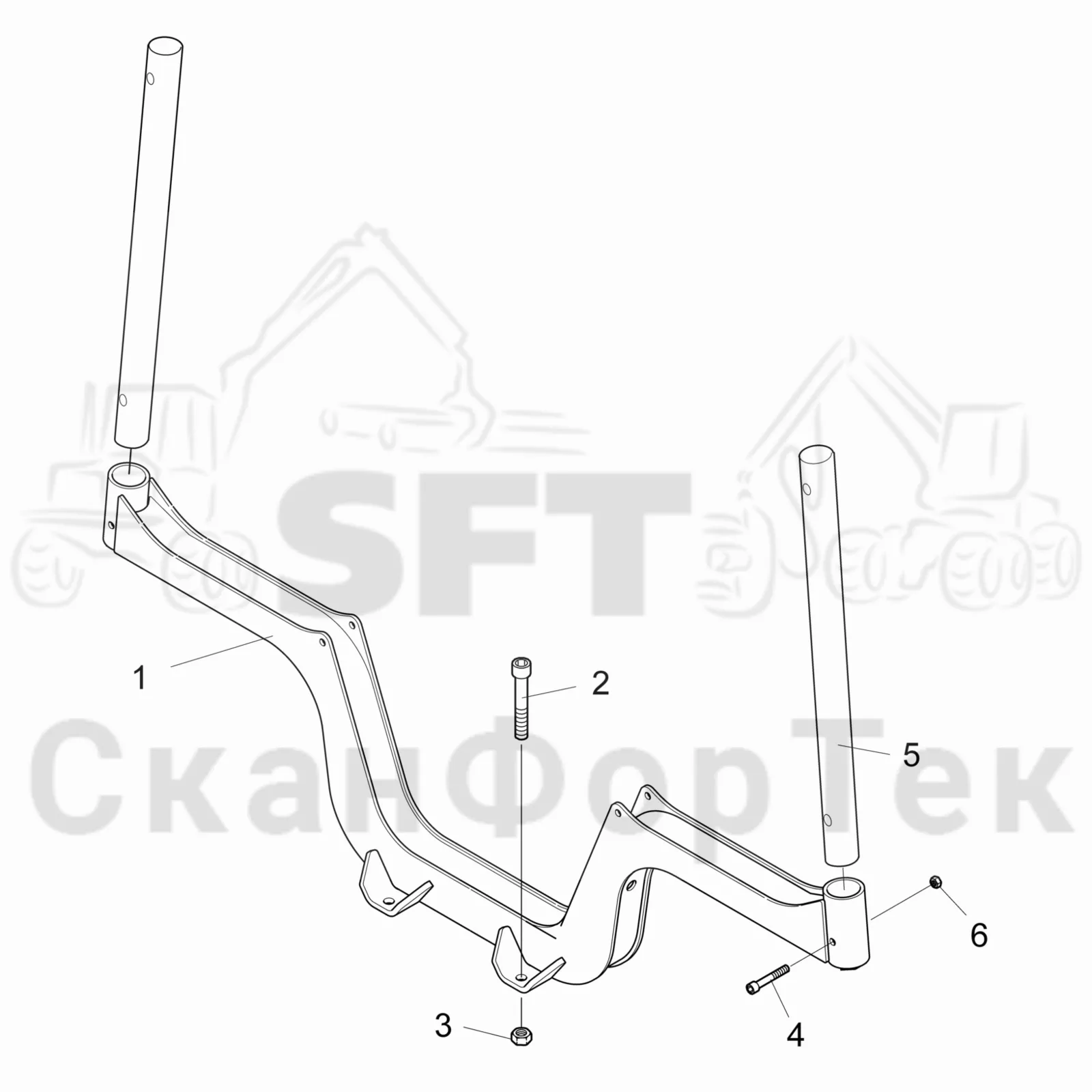 Схема: Valmet / Форвардер / Valmet 840TX / Valmet 840TX / Каталог запасных частей / шасси / Зона погрузки / Коники и опоры / Коники и опоры