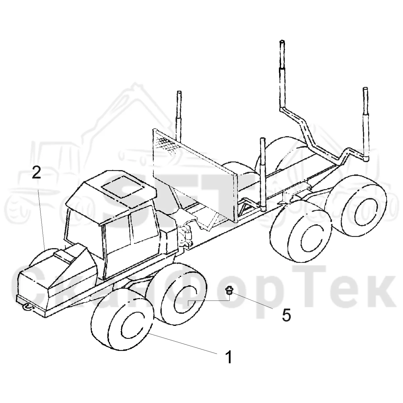 Схема: Komatsu / Форвардер / 840TX / Каталог запасных частей / Коробка передач / Оборудование шин / колесо Trelleborg / колесо Trelleborg