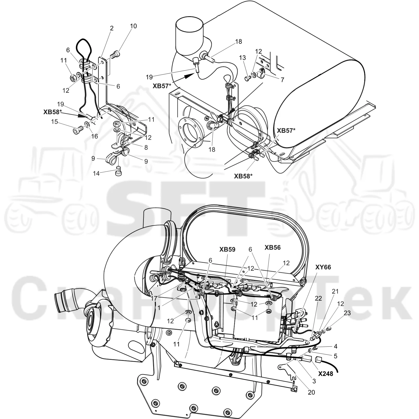 Схема: Komatsu / Форвардер / 855.1 / 855.1 / Каталог запасных частей / Двигатель / Stage 3 B/TIER 4 Interim / Впуск - выпуск / Комплект электрооборудования SCR