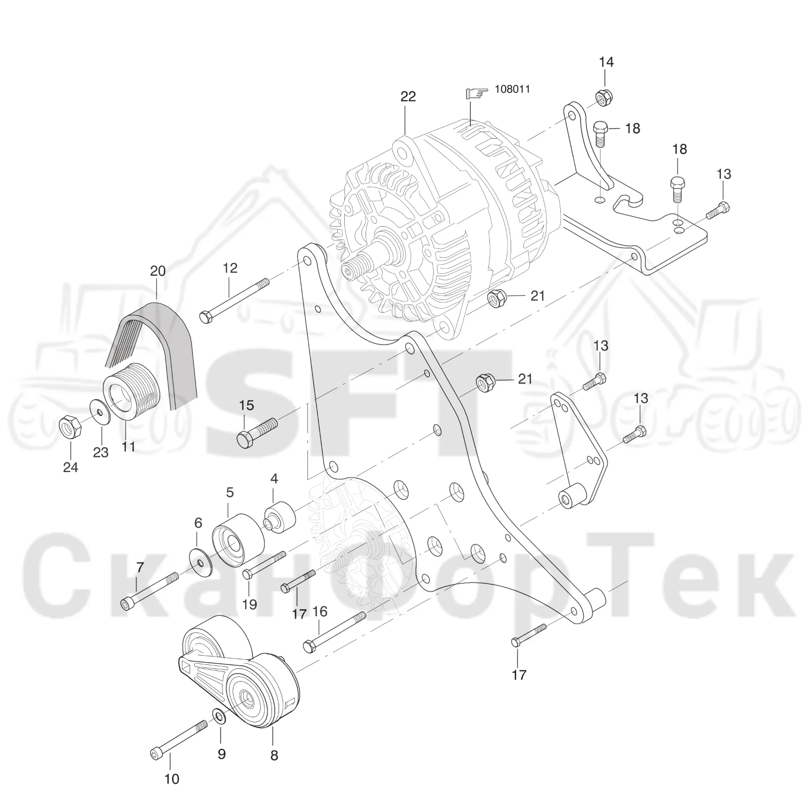 Схема: Komatsu / Форвардер / 855.1 / 855.1 / Каталог запасных частей / Двигатель / Stage 3 B/TIER 4 Interim / Генератор переменного тока / Генератор переменного тока