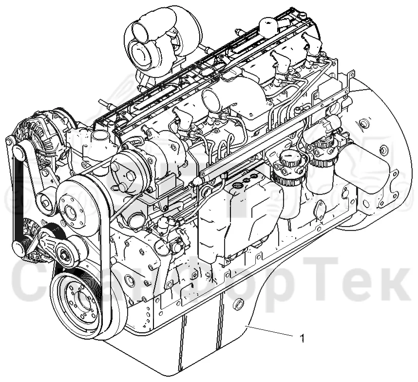Схема: Komatsu / Форвардер / 855.1 / 855.1 / Каталог запасных частей / Двигатель / Stage 3 B/TIER 4 Interim / Установка двигателя / Двигатель