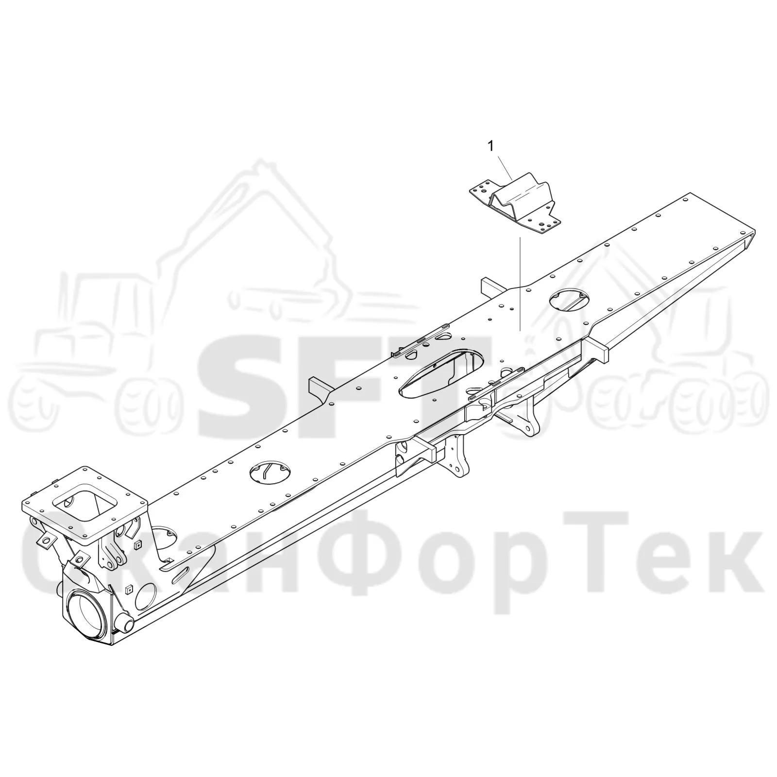 Схема: Komatsu / Форвардер / 855.1 / 855.1 / Каталог запасных частей / шасси / Зона погрузки / Опора подъемного крана с полным приводом / Опора подъемного крана с полным приводом