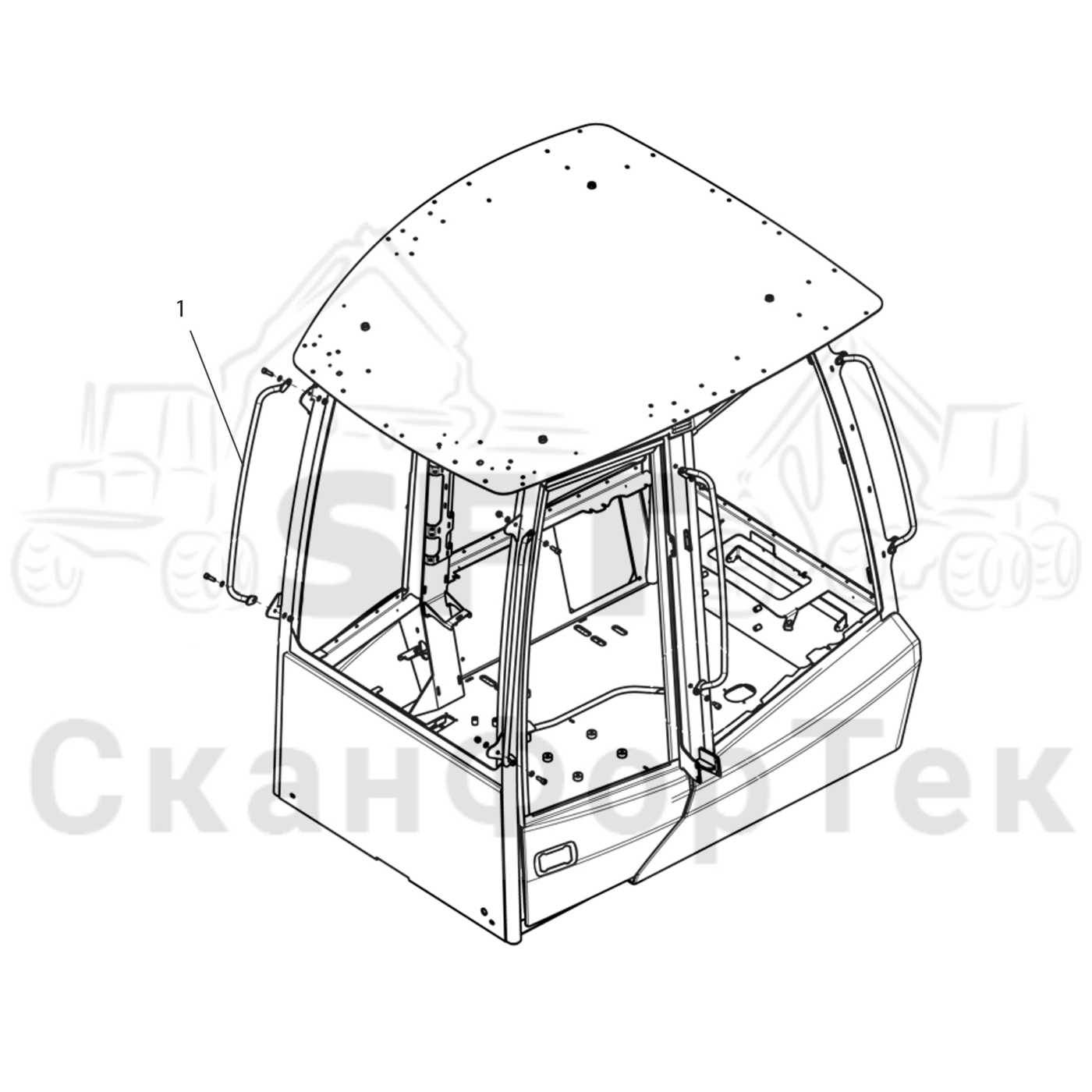 Схема: Komatsu / Форвардер / 895 / Каталог запасных частей / Кабина / Кабина / Ручка / Ручка